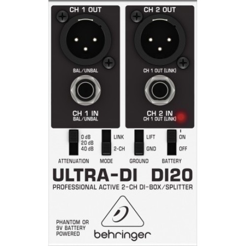 Behringer DI20 — divkanālu aktīvā DI kārba