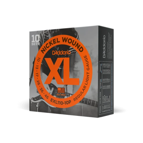 D’Addario EXL110-10P XL Nickel Wound 10–46 elektriskās ģitāras stīgas — 10 komplekti D’Addario EXL110-10P XL Nickel Wound 10–46 elektriskās ģitāras stīgas — 10 komplekti