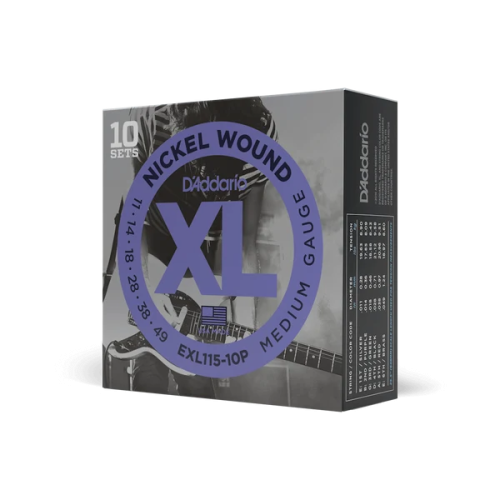 D’Addario EXL115-10P XL Nickel Wound 11–49 elektriskās ģitāras stīgas — 10 komplekti D’Addario EXL115-10P XL Nickel Wound 11–49 elektriskās ģitāras stīgas — 10 komplekti