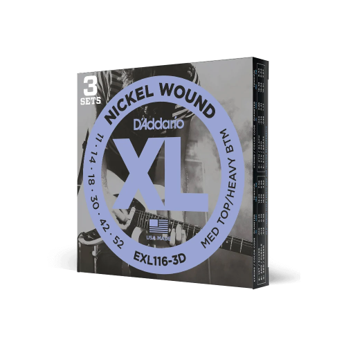 D’Addario EXL116-3D XL Nickel Wound 11–52 elektriskās ģitāras stīgas — 3 komplekti D’Addario EXL116-3D XL Nickel Wound 11–52 elektriskās ģitāras stīgas — 3 komplekti