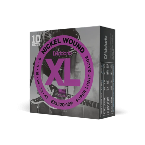 D’Addario EXL120-10P XL Nickel Wound 9–42 elektriskās ģitāras stīgas — 10 komplekti D’Addario EXL120-10P XL Nickel Wound 9–42 elektriskās ģitāras stīgas — 10 komplekti