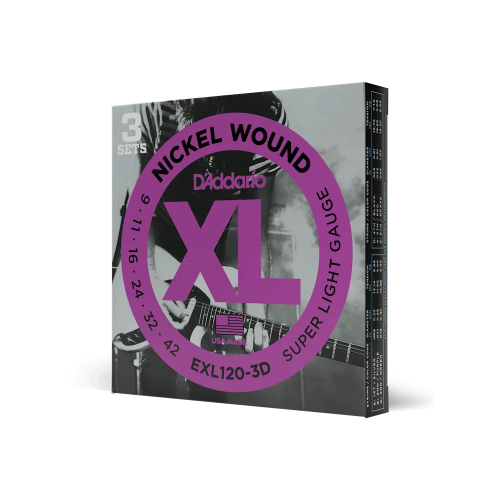 D’Addario EXL120-3D XL Nickel Wound 9–42 elektriskās ģitāras stīgas — 3 komplekti D’Addario EXL120-3D XL Nickel Wound 9–42 elektriskās ģitāras stīgas — 3 komplekti