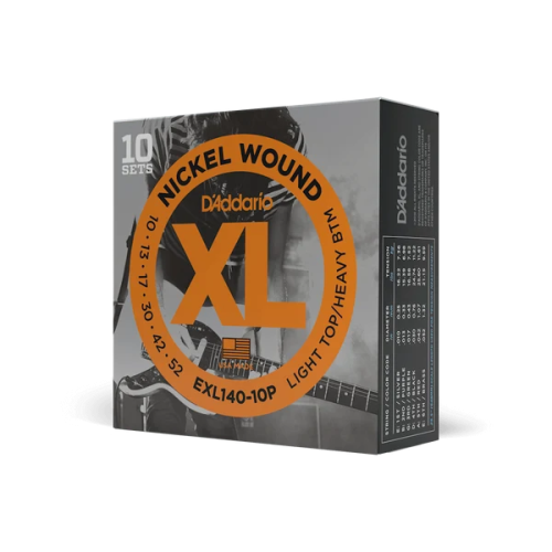 D’Addario EXL140-10P XL Nickel Wound 10–52 Electric Guitar Strings — 10 sets D’Addario EXL140-10P XL Nickel Wound 10–52 Electric Guitar Strings — 10 sets
