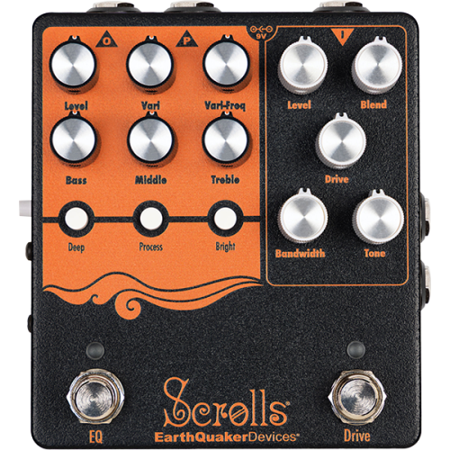 EarthQuaker Devices Scrolls — basa priekšpastiprinātājs un DI pedālis EarthQuaker Devices Scrolls — basa priekšpastiprinātājs un DI pedālis