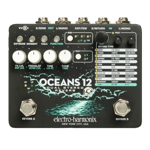 Electro-Harmonix Oceans 12 — divu kanālu reverb pedālis Electro-Harmonix Oceans 12 — divu kanālu reverb pedālis