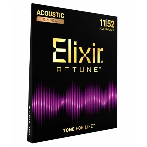 Elixir 23027 Attune 80/20 Bronze Custom Light 11–52 — akustiskās ģitāras stīgas Elixir 23027 Attune 80/20 Bronze Custom Light 11–52 — akustiskās ģitāras stīgas