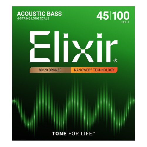 Elixir 14502 Nanoweb 80/20 Bronze 45–100 — akustiskās basģitāras stīgas Elixir 14502 Nanoweb 80/20 Bronze 45–100 — akustiskās basģitāras stīgas