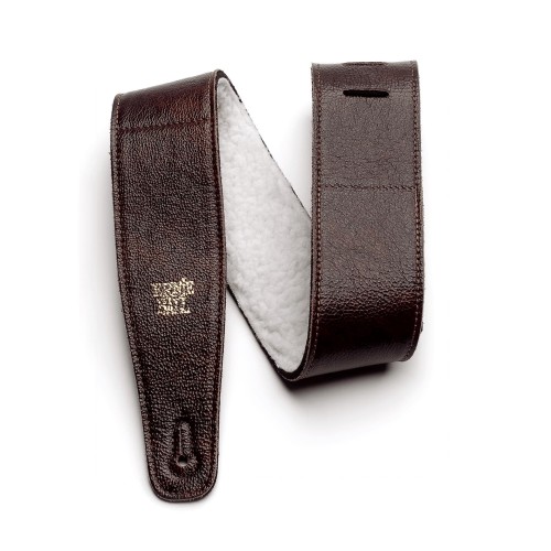 Ernie Ball 2.5in Italian Leather w/Fur Padding Guitar Strap/Bass Strap - Chestnut — ģitāras un basa siksna Ernie Ball 2.5in Italian Leather w/Fur Padding Guitar Strap/Bass Strap - Chestnut — ģitāras un basa siksna