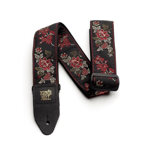 Ernie Ball Classic Jacquard Guitar Strap/Bass Strap - Red Rose — ģitāras un basa siksna