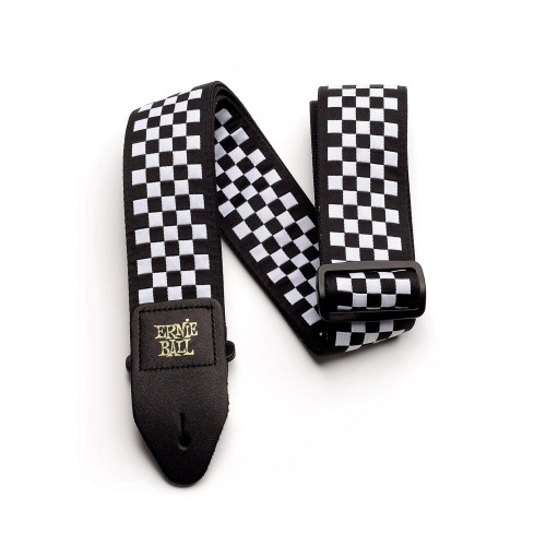 Ernie Ball Classic Jacquard Guitar Strap/Bass Strap - Black & White Checkers — ģitāras un basa siksna