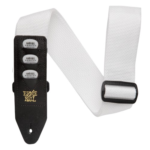 Ernie Ball Polypro Pickholder Guitar Strap/Bass Strap - White — ģitāras un basa siksna