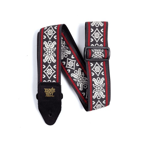 Ernie Ball Blackjack Red Jacquard Strap — ģitāras un basa siksna Ernie Ball Blackjack Red Jacquard Strap — ģitāras un basa siksna