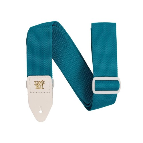 Ernie Ball Polypro Guitar Strap/Bass Strap - Teal w/ White — ģitāras un basa siksna Ernie Ball Polypro Guitar Strap/Bass Strap - Teal w/ White — ģitāras un basa siksna