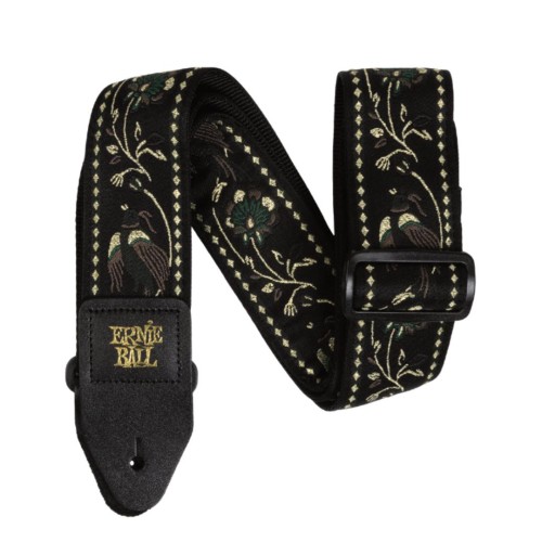 Ernie Ball Classic Jacquard Guitar Strap/Bass Strap - Black Pleasant Pheasant — ģitāras un basa siksna