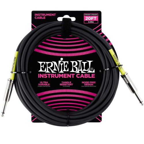 Ernie Ball Classic Instrument Cable Straight/Straight 20ft - Black — instrumentu vads Ernie Ball Classic Instrument Cable Straight/Straight 20ft - Black — instrumentu vads