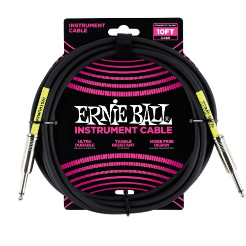 Ernie Ball Classic Instrument Cable Straight/Straight 10ft - Black — instrumentu vads Ernie Ball Classic Instrument Cable Straight/Straight 10ft - Black — instrumentu vads