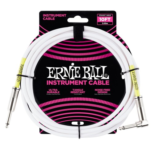 Ernie Ball Classic Instrument Cable Straight/Angle 10ft - White — instrumentu vads