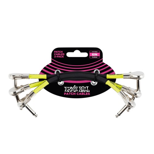 Ernie Ball Classic Patch Cable Flat Angle/Flat Angle 6in - Black - 3 paku iepakojums — pedāļu savienojuma vads Ernie Ball Classic Patch Cable Flat Angle/Flat Angle 6in - Black - 3 paku iepakojums — pedāļu savienojuma vads