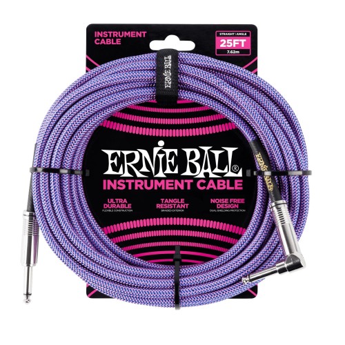 Ernie Ball Braided Straight / Angle Instrument Cable - Purple (7.62M) — instrumentu vads Ernie Ball Braided Straight / Angle Instrument Cable - Purple (7.62M) — instrumentu vads
