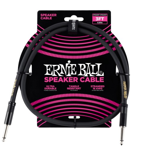 Ernie Ball Classic Speaker Cable Straight/Straight 3ft - Black — skaļruņu vads