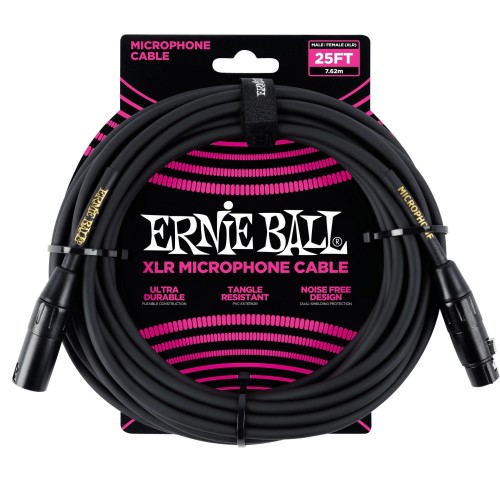 Ernie Ball Classic XLR Microphone Cable Male/Female 25ft - Black — mikrofona vads Ernie Ball Classic XLR Microphone Cable Male/Female 25ft - Black — mikrofona vads