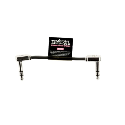 Ernie Ball Flat Ribbon Stereo Patch Cable 3in - Black - Single — pedāļu savienojuma vads Ernie Ball Flat Ribbon Stereo Patch Cable 3in - Black - Single — pedāļu savienojuma vads