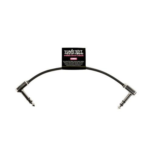 Ernie Ball Flat Ribbon Stereo Patch Cable 6in - Black - Single — pedāļu savienojuma vads