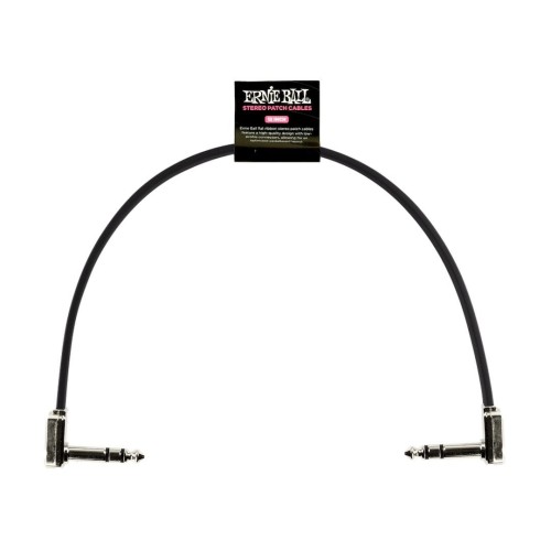 Ernie Ball Flat Ribbon Stereo Patch Cable 12in - Black - Single — pedāļu savienojuma vads Ernie Ball Flat Ribbon Stereo Patch Cable 12in - Black - Single — pedāļu savienojuma vads