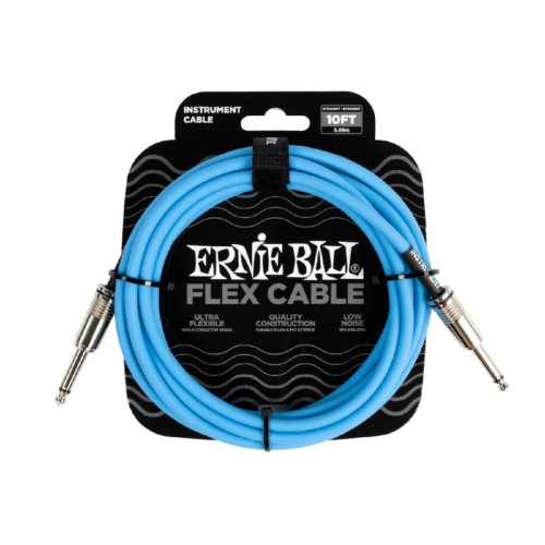 Ernie Ball Flex Instrument Cable Straight/Straight 10ft - Blue — instrumentu vads Ernie Ball Flex Instrument Cable Straight/Straight 10ft - Blue — instrumentu vads