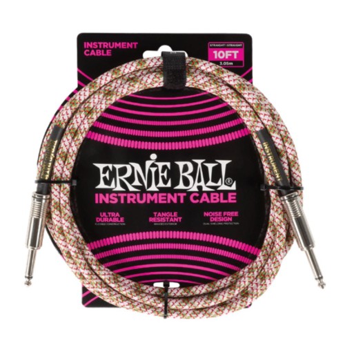 Ernie Ball Braided Instrument Cable Straight/Straight 10ft - Emerald Argyle — instrumentu vads Ernie Ball Braided Instrument Cable Straight/Straight 10ft - Emerald Argyle — instrumentu vads