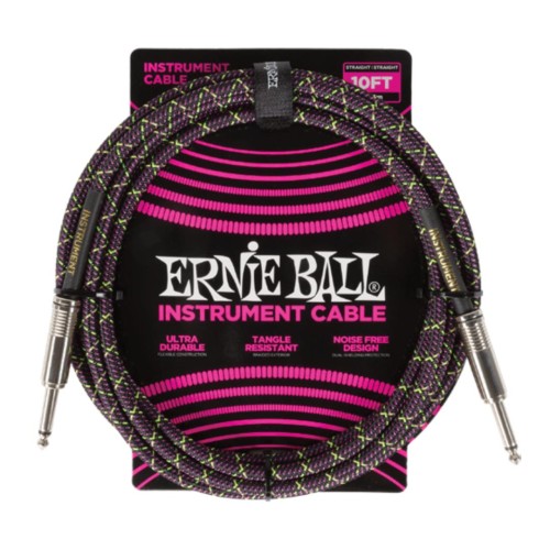 Ernie Ball Braided Instrument Cable Straight/Straight 10ft - Purple Python — instrumentu vads Ernie Ball Braided Instrument Cable Straight/Straight 10ft - Purple Python — instrumentu vads