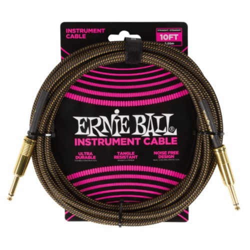 Ernie Ball Braided Instrument Cable Straight/Straight 10ft - Pay Dirt — instrumentu vads Ernie Ball Braided Instrument Cable Straight/Straight 10ft - Pay Dirt — instrumentu vads