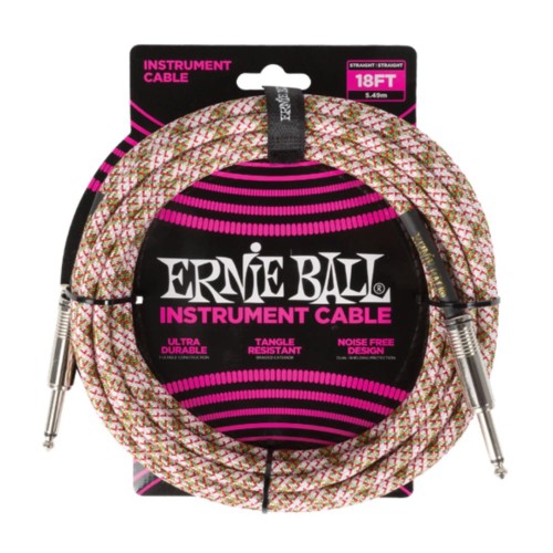 Ernie Ball Braided Instrument Cable Straight/Straight 18ft - Emerald Argyle — instrumentu vads Ernie Ball Braided Instrument Cable Straight/Straight 18ft - Emerald Argyle — instrumentu vads
