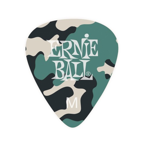 Ernie Ball Cellulose Guitar Picks - Medium Camouflage - 12 paku iepakojums — mediatori Ernie Ball Cellulose Guitar Picks - Medium Camouflage - 12 paku iepakojums — mediatori