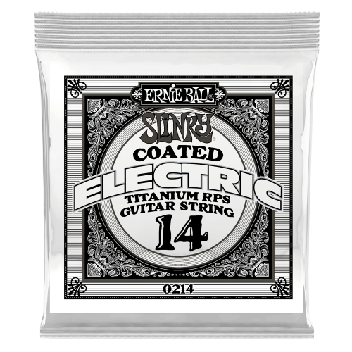 Ernie Ball .014 Slinky Coated Titanium Reinforced Plain — elektriskās ģitāras atsevišķa stīga Ernie Ball .014 Slinky Coated Titanium Reinforced Plain — elektriskās ģitāras atsevišķa stīga