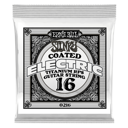 Ernie Ball .016 Slinky Coated Titanium Reinforced Plain — elektriskās ģitāras atsevišķa stīga Ernie Ball .016 Slinky Coated Titanium Reinforced Plain — elektriskās ģitāras atsevišķa stīga