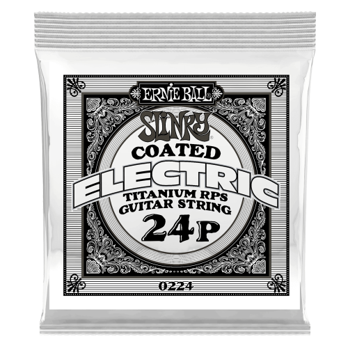 Ernie Ball .024 Slinky Coated Titanium Reinforced Plain — elektriskās ģitāras atsevišķa stīga Ernie Ball .024 Slinky Coated Titanium Reinforced Plain — elektriskās ģitāras atsevišķa stīga