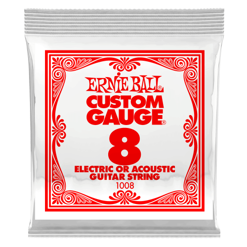 Ernie Ball .008 Plain Steel — elektriskās ģitāras atsevišķa stīga
