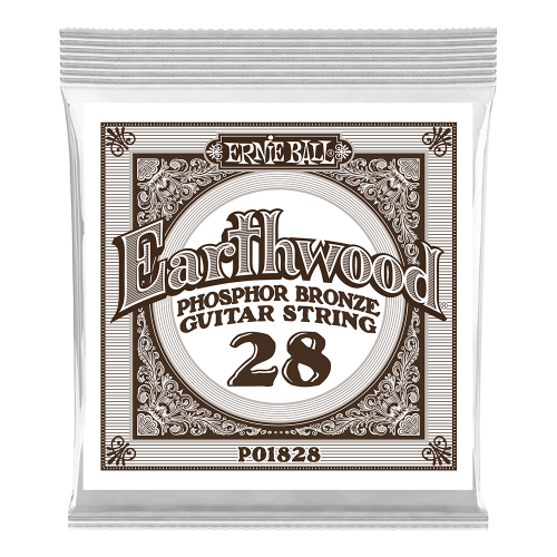 Ernie Ball .028 Earthwood Phosphor Bronze — akustiskās ģitāras atsevišķa stīga