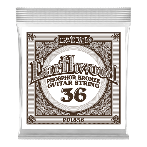 Ernie Ball .036 Earthwood Phosphor Bronze — akustiskās ģitāras atsevišķa stīga Ernie Ball .036 Earthwood Phosphor Bronze — akustiskās ģitāras atsevišķa stīga
