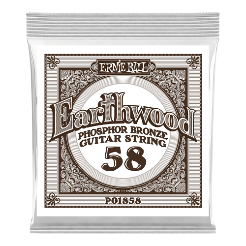 Ernie Ball .058 Earthwood Phosphor Bronze — akustiskās ģitāras atsevišķa stīga Ernie Ball .058 Earthwood Phosphor Bronze — akustiskās ģitāras atsevišķa stīga