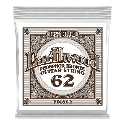 Ernie Ball .062 Earthwood Phosphor Bronze 3 paku iepakojums — akustiskās ģitāras atsevišķa stīga Ernie Ball .062 Earthwood Phosphor Bronze 3 paku iepakojums — akustiskās ģitāras atsevišķa stīga