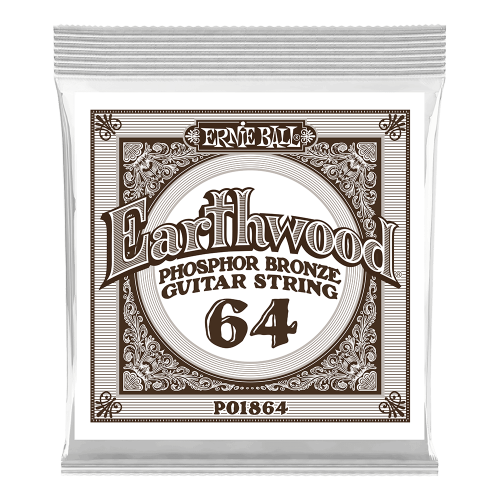 Ernie Ball .064 Earthwood Phosphor Bronze 3 paku iepakojums — akustiskās ģitāras atsevišķa stīga