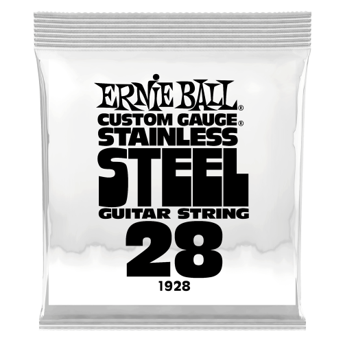 Ernie Ball .028 Stainless Steel Wound — elektriskās ģitāras atsevišķa stīga Ernie Ball .028 Stainless Steel Wound — elektriskās ģitāras atsevišķa stīga