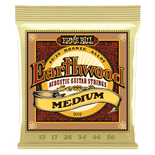 Ernie Ball Medium Earthwood 80/20 Bronze 13-56 — akustiskās ģitāras stīgas
