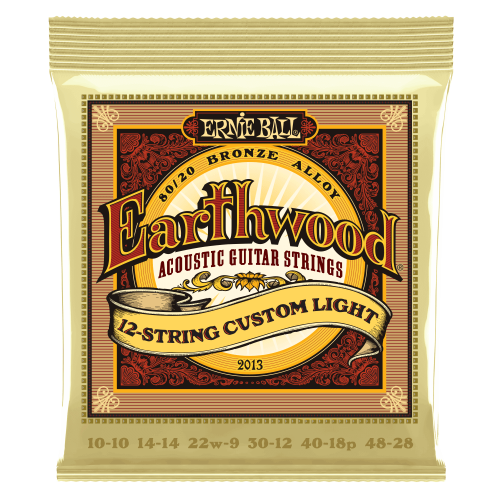 Ernie Ball Custom Light Earthwood 80/20 Bronze 12-String 10-48 — akustiskās ģitāras stīgas