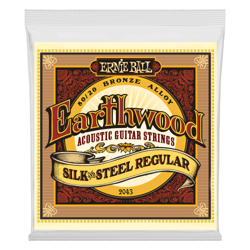 Ernie Ball Regular Earthwood 80/20 Bronze Silk & Steel 13-56 — akustiskās ģitāras stīgas Ernie Ball Regular Earthwood 80/20 Bronze Silk & Steel 13-56 — akustiskās ģitāras stīgas