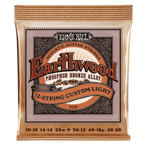Ernie Ball Custom Light Earthwood Phosphor Bronze 12-String 10-48 — akustiskās ģitāras stīgas