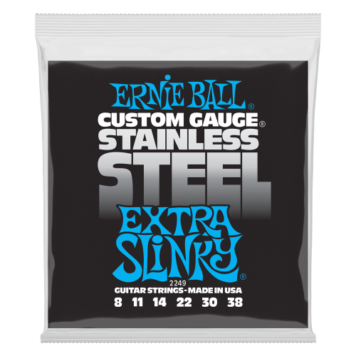 Ernie Ball Extra Slinky Stainless Steel Wound 8-38 — elektriskās ģitāras stīgas Ernie Ball Extra Slinky Stainless Steel Wound 8-38 — elektriskās ģitāras stīgas