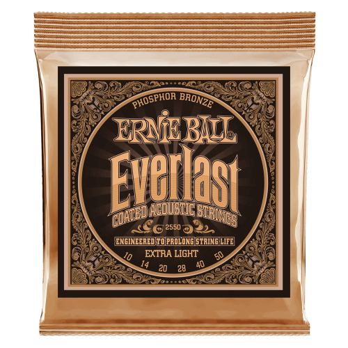 Ernie Ball Extra Light Everlast Coated Phosphor Bronze 10-50 — akustiskās ģitāras stīgas Ernie Ball Extra Light Everlast Coated Phosphor Bronze 10-50 — akustiskās ģitāras stīgas
